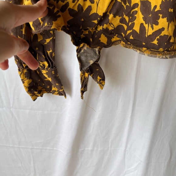 Top Shop Floral Jacquard Top Golden Yellow & Brown - Picture 9 of 15